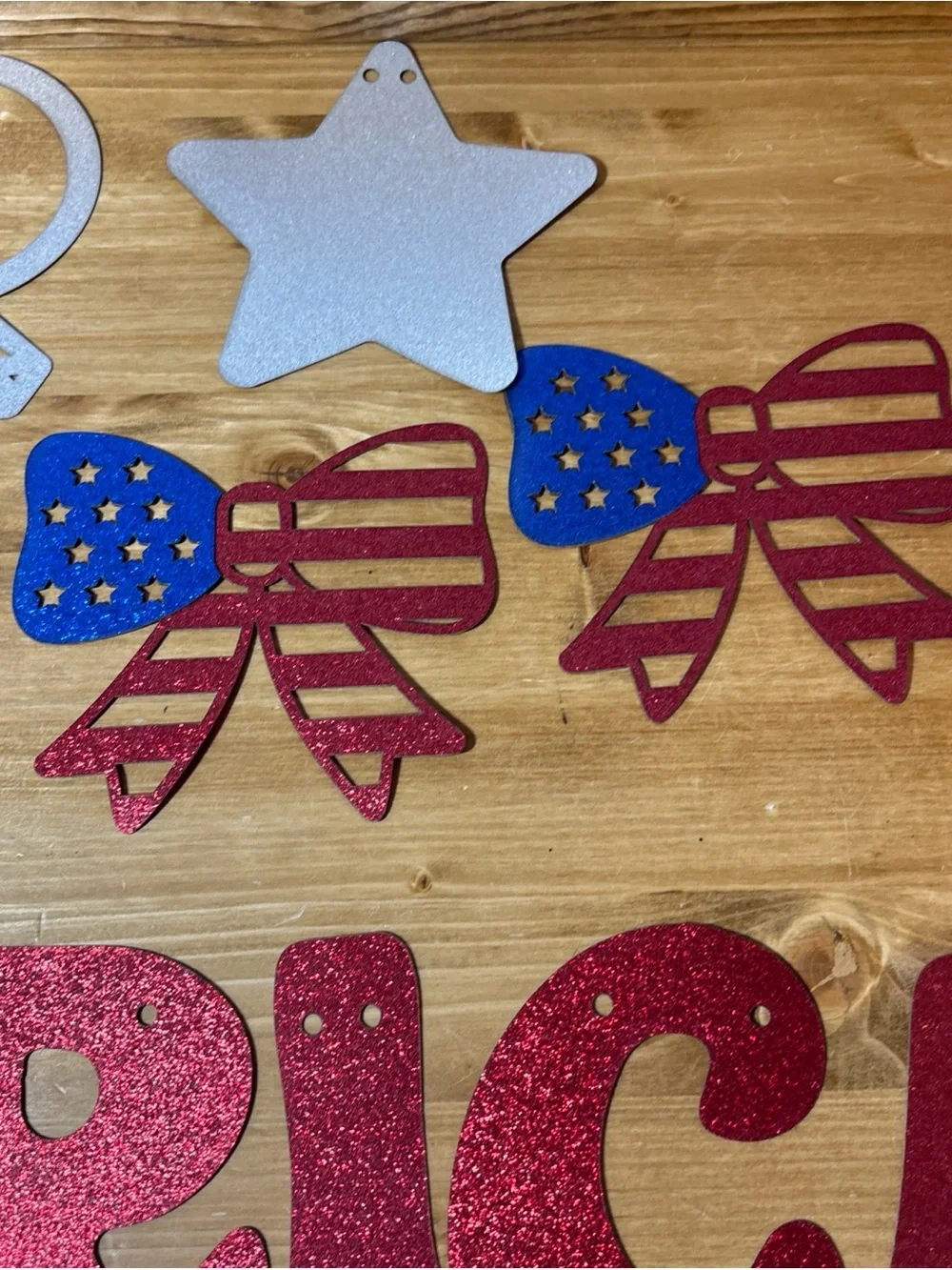 All American Bride Banner, Red, Blue, Silver Engagement Rings/Stars